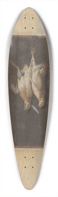 Cornelius Norbertus Gijsbrechts - Trompe Loeil. Board Partition With A Still Life Of Two Dead Birds Hanging On A Wall 39.3 inch art pintail longboard deck