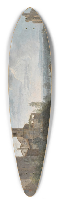 Csar Van Loo - A river landscape with ruins of an aqueduct 39.3 inch art pintail longboard deck
