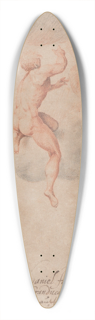 Daniel Frschl - A Nude Male Seen from the Back in Clouds (after Michelangelo Buonarroti) 39.3 inch art pintail longboard deck