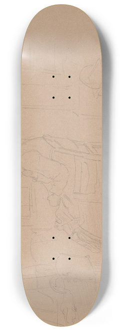Adolph Tidemand - Interior with seated woman and hammock 8.25 inch art skate deck
