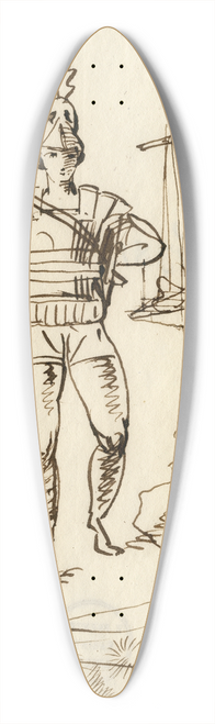 David Humbert de Superville - Staande krijger in klassieke wapenrusting: met krabbels 39.3 inch art pintail longboard deck