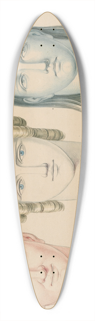 David Humbert de Superville - The heads of a man and two women, showing ascending, horizontal and descending lines, in combination with colours 39.3 inch art pintail longboard deck