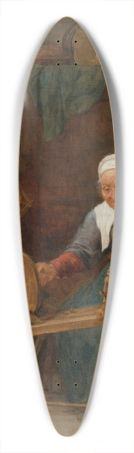 David Teniers The Younger - An Elderly Couple Spinning Woolin An Interior 39.3 inch art pintail longboard deck