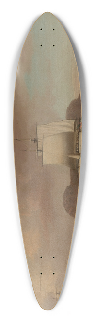 Dominic Serres - A British naval squadron off the coast of Gibraltar 39.3 inch art pintail longboard deck