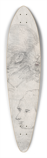 Dr. Thomas Monro - Studies of Heads (verso) 39.3 inch art pintail longboard deck