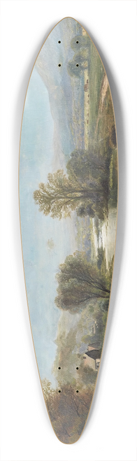 Edmund Darch Lewis - Panoramic Landscape with Farms, River, Cows and Mountains 39.3 inch art pintail longboard deck