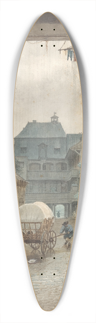 Eduard Gaertner - View into the Courtyard of an Inn at Colmar 39.3 inch art pintail longboard deck