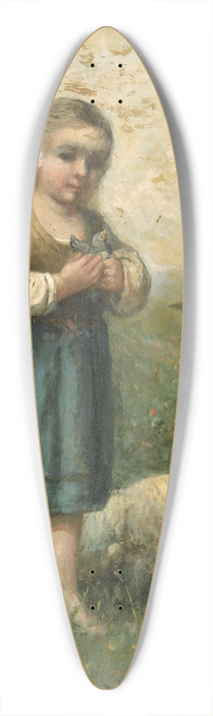 Edward Mitchell Bannister - Child with Birds and Dog 39.3 inch art pintail longboard deck