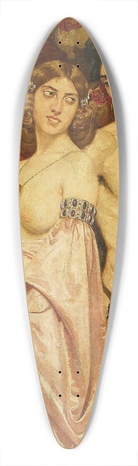 Edward Oku - Self portrait with Sicilian 39.3 inch art pintail longboard deck