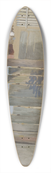 Edwin Austin Abbey - Country scene; fence, field, farmhouse indistance 39.3 inch art pintail longboard deck