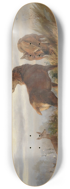 Carl Friedrich Deiker - Rotwild in der Morgendmmerung 8.25 inch art skate deck