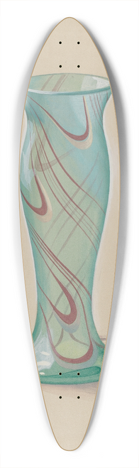 Elizabeth Dimling - Vase (Green with Red Swirl) 39.3 inch art pintail longboard deck