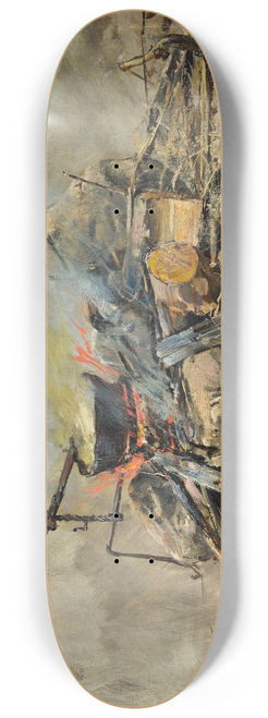 Carl Gustaf Hellqvist - A Fire with a Kettle. Study for Sancta Simplicitas 8.25 inch art skate deck