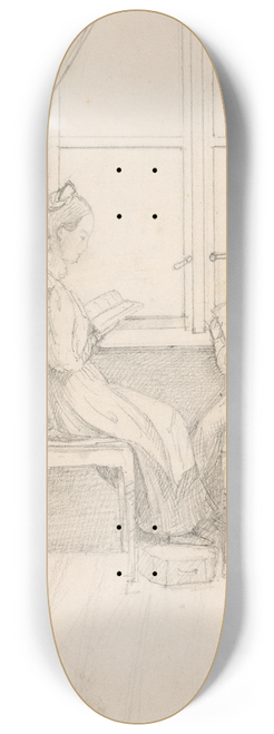 Adolph Tidemand - Lesende kvinne og barn ved et vindu 8.25 inch art skate deck