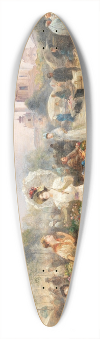 Emil Barbarini - A Flower Market before the Church of St. Charles, Vienna 39.3 inch art pintail longboard deck