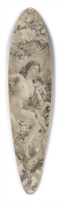 Emile Buland - Femme et enfant dans un arbre en fleurs daprs Picard 39.3 inch art pintail longboard deck