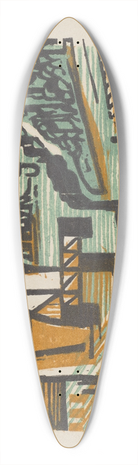 Ernst Ludwig Kirchner - Flusslandschaft mit Kran und Schleppzug 39.3 inch art pintail longboard deck