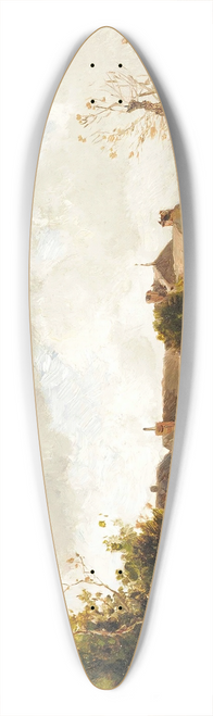 Eugne Ciceri - Figures On The Outskirts Of A Village 39.3 inch art pintail longboard deck