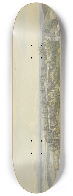 Carl Morgenstern - Burghof der Ruine Falkenstein mit Ausblick auf die Mainebene, den Odenwald und die Rheinberge 8.25 inch art skate deck