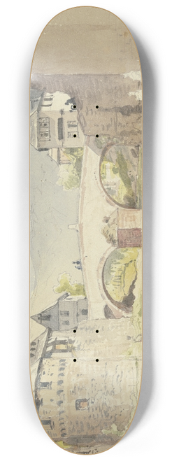 Carl Morgenstern - Die abgegangene Steinerne Brcke von 1556 ber die Wisper in Lorch im Rheingau 8.25 inch art skate deck