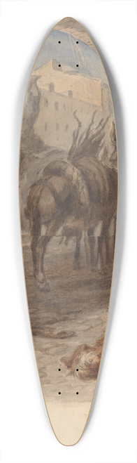 Felix Octavius Carr Darley - Bernini Fountain, Rome (recto) 39.3 inch art pintail longboard deck