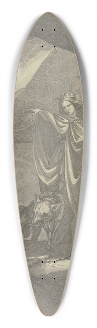Ferdinand Fellner - Goddess with wolf 39.3 inch art pintail longboard deck
