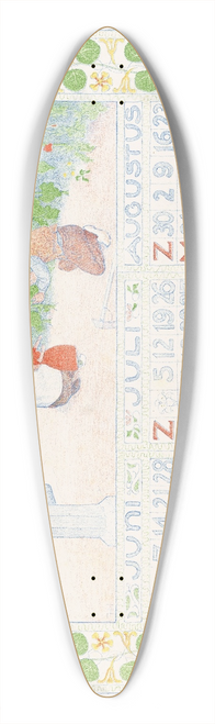 Ferdinand Hart Nibbrig - Kalenderblad voor zomer 1904 van de Verzekering-Maatschappij Holda in Amsterdam 39.3 inch art pintail longboard deck