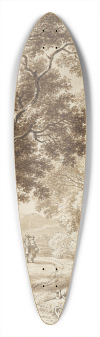 Ferdinand Kobell - A Path Bordered by Trees with two Beggars and a Couple Strolling 39.3 inch art pintail longboard deck
