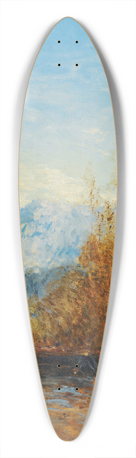 Flix Ziem - A Group Of People In A Moutain Landscape 39.3 inch art pintail longboard deck