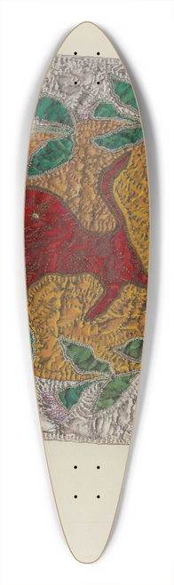 Florence Truelson - Quilt Block Red Lion 39.3 inch art pintail longboard deck