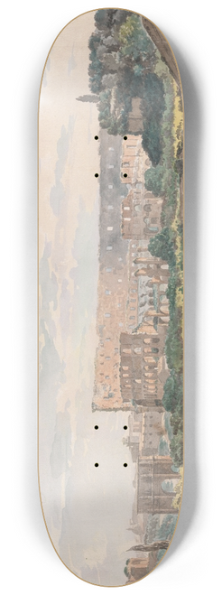 Carlo Labruzzi - The Colosseum from the Caelian Mount, with the Arch of Constantine and a View of the Forum, Rome. 8.25 inch art skate deck