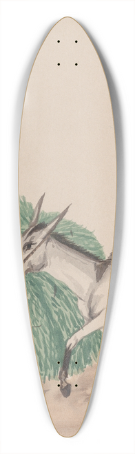 Francisco Fierro - A man riding a mule, his whip raised, another mule loaded with grass alongside 39.3 inch art pintail longboard deck