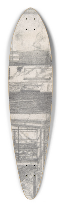 Francis Seymour Haden - A Cottage Porch 39.3 inch art pintail longboard deck