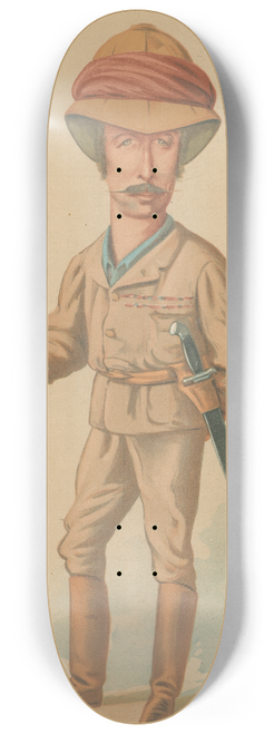 Carlo Pellegrini - Military and Navy; The Man who wont Stop, Sir Garnet J. Wolseley, April 18, 1874 8.25 inch art skate deck