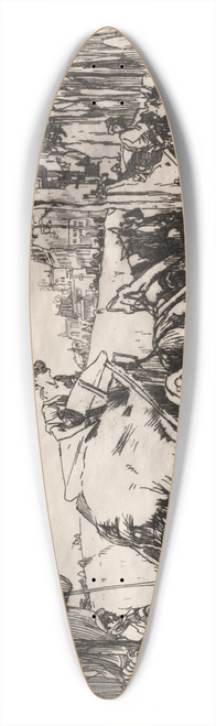 Frank Wilcox - Port at Low Tide 39.3 inch art pintail longboard deck