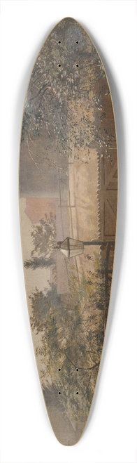 Frederick McCubbin - Melbourne gaol in sunlight from the Public Library grounds 39.3 inch art pintail longboard deck