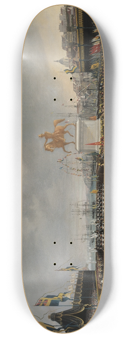 Carl Stefan Bennet - The Unveiling of the Equestrian Statue of Carl XIV Johan of Sw. in 1854 8.25 inch art skate deck