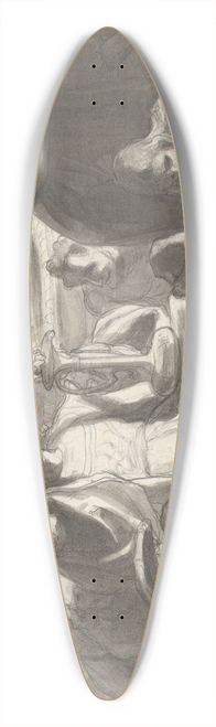 Frederic Leighton - Speaker Addressing Male Figures Gathered at Night Around a Fountain 39.3 inch art pintail longboard deck