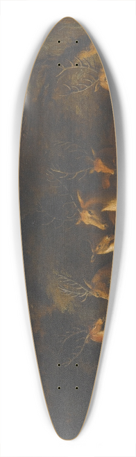 French School - Deer Standing In A Clearing At A Waterhole 39.3 inch art pintail longboard deck