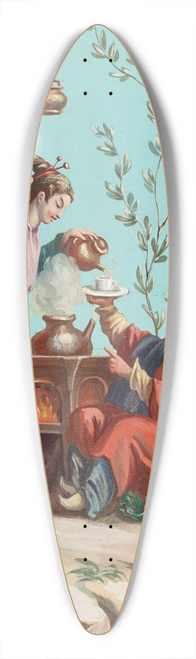 French School - Rococo Chinoiserie 39.3 inch art pintail longboard deck