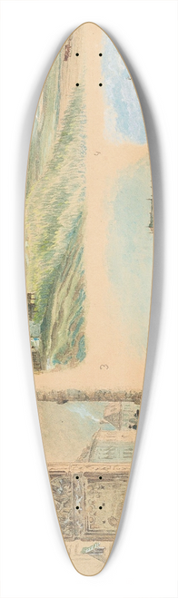 Friedrich Loos - A view of Maribor, the Roman monument in Pettau, Oberpettau castle, Seckau castle 39.3 inch art pintail longboard deck