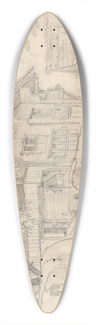 Friedrich Salath - Courtyard of a Swiss Country House 39.3 inch art pintail longboard deck