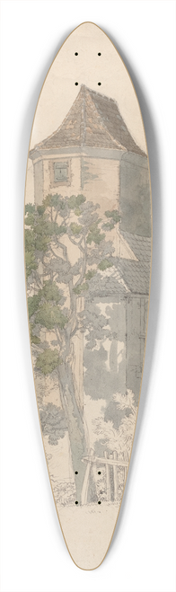 Friedrich Salath - Tower of a Fortified House (recto) 39.3 inch art pintail longboard deck