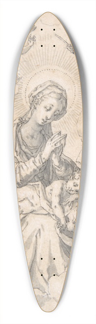 Friedrich Sustris - The Virgin and Child Surrounded by Little Angels in the Clouds 39.3 inch art pintail longboard deck