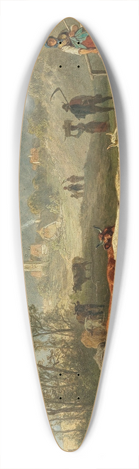 Friedrich Voltz - Returning from the Field, in the background a small village 39.3 inch art pintail longboard deck