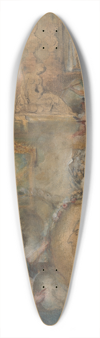 Gabriel de Saint-Aubin - Allegory of Louis XV as Patron of the Arts with Paintings and Sculpture from the Salon of 1769 39.3 inch art pintail longboard deck