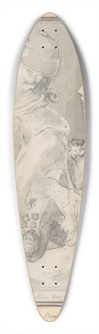 Gabriel de Saint-Aubin - Germain-Augustin and Rose de Saint-Aubin, Drawn by Their Uncle 39.3 inch art pintail longboard deck