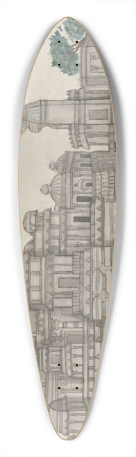 Gangaram Chintaman Tambat - Exterior View of Keylas (Kailasanatha) 39.3 inch art pintail longboard deck