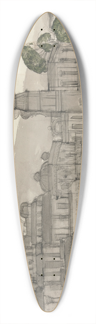 Gangaram Chintaman Tambat - Exterior View of Keylas (Kailasanatha) 39.3 inch art pintail longboard deck