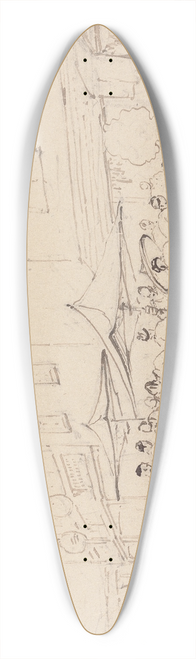 George Chinnery - A Market Place and Crowd 39.3 inch art pintail longboard deck